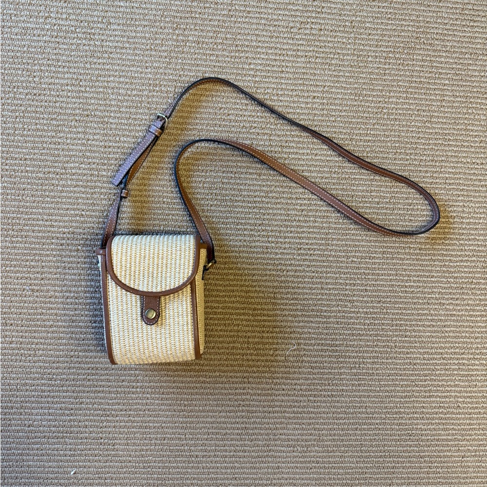 J. Jill Cream Ratan and Brown Crossbody Bag